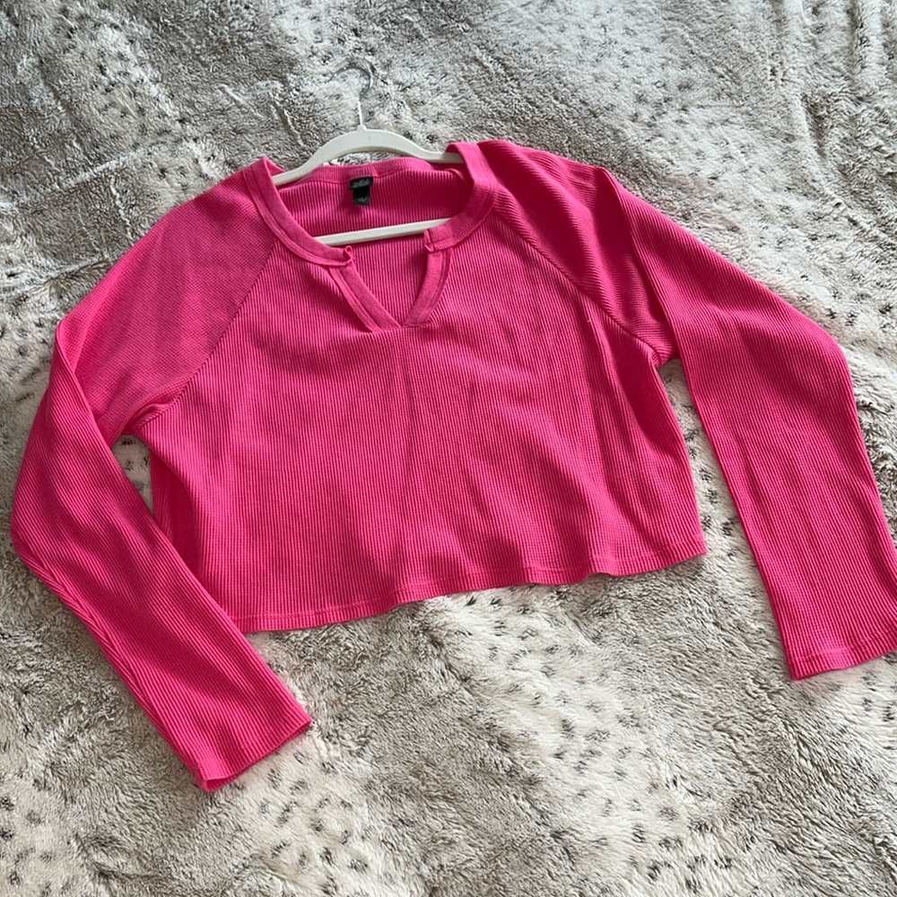 NWOT Wild Fable Cropped Waffle Top- Size XL